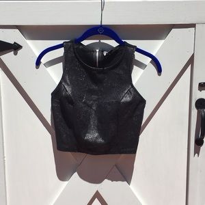 Black Snakeskin Crop Top